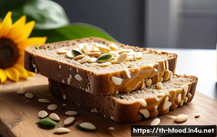 비건 버터 브랜드 비교 - A high-resolution close-up of a vegan butter spread on a slice of artisanal whole wheat bread, highl...