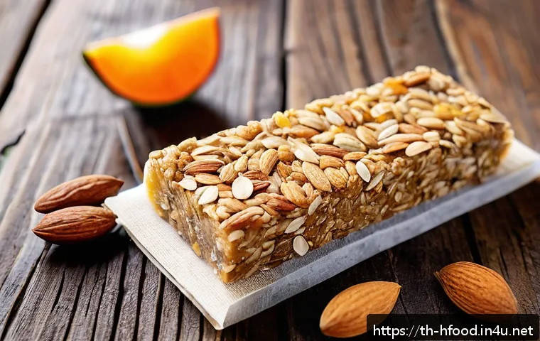 유기농 에너지 바 브랜드 추천 - A vibrant, detailed close-up of an organic energy bar made with local Thai ingredients such as organ...