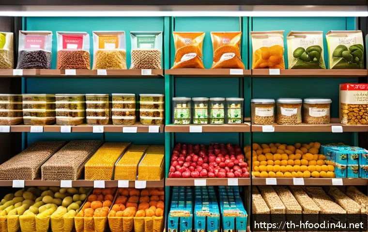 글루텐 프리 스낵 브랜드 추천 - A vibrant, modern Thai gluten-free snack market scene featuring a variety of colorful packaged snack...